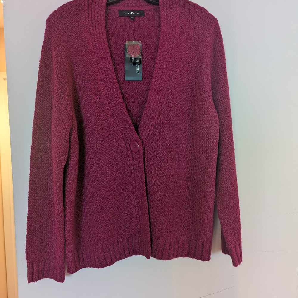 Evan Picone Rasberry Cardigan SZ XL NWT